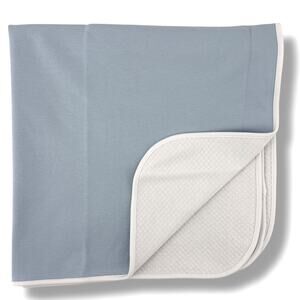 Edgehill Collection Solid Blue White Reversible Baby Boy Throw Blanket 29" X 29"